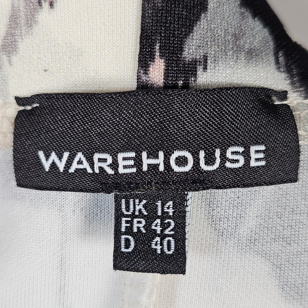 Warehouse Floral Mini Skirt Womens UK 14 Black Pink High Waisted Flounce Hem - Picture 7 of 9